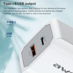 awei PD4 20W PD Type-C + QC 3.0 USB 介面快速充電旅行充電器，附數據線，歐規插頭