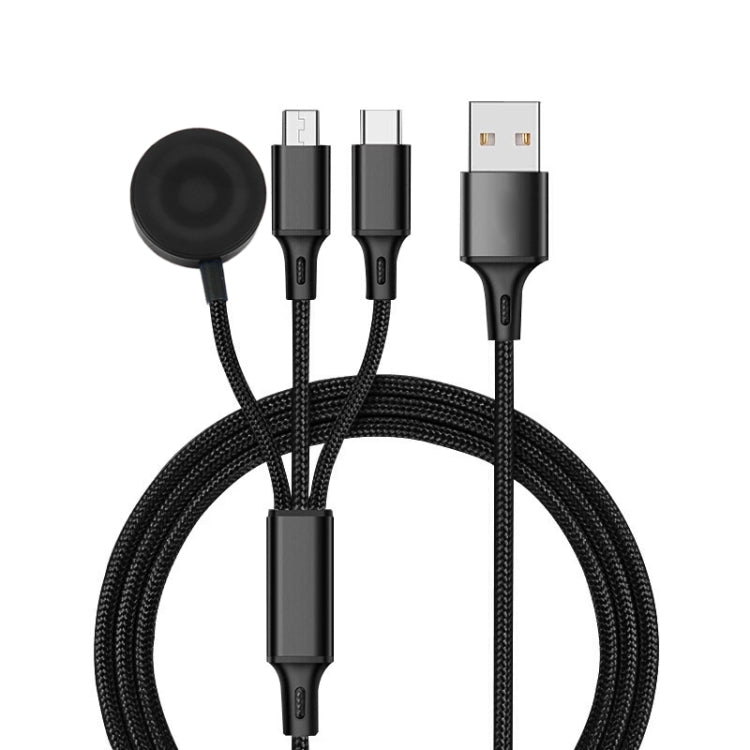 適用 iPhone / Apple Watch 3 合 1 8 Pin + Type-C / USB-C + 磁吸充電座多功能充電線，長度：1m，3 合 1