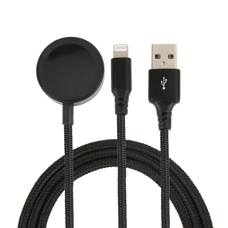 適用 iPhone / Apple Watch 2 合 1 8 Pin + 磁吸充電座多功能充電線，長度：1m，2 合 1