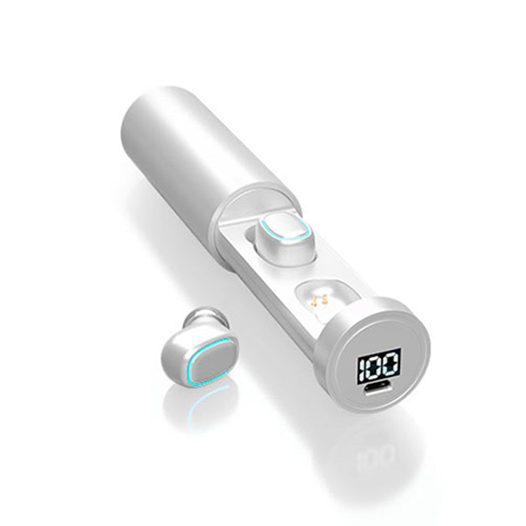 C1 藍牙 5.0 TWS 圓形煙囪觸控數字顯示真無線藍牙耳機，附充電盒，圓形煙囪設計