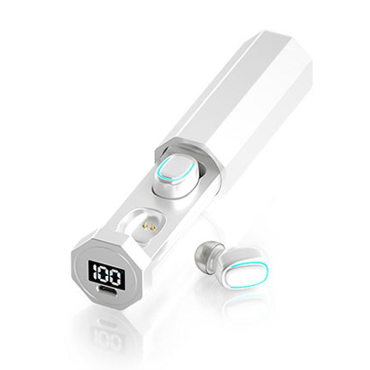 C1 藍牙 5.0 TWS 觸控多邊形數字顯示真無線藍牙耳機，附充電盒，多邊形設計