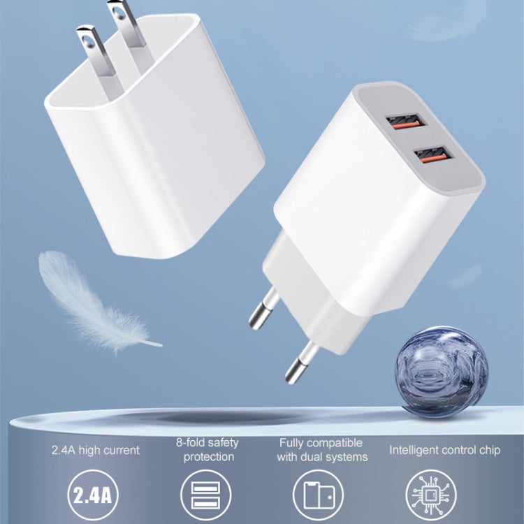 M117 2.4A 雙USB埠閃充旅行充電器，歐洲插頭，雙USB