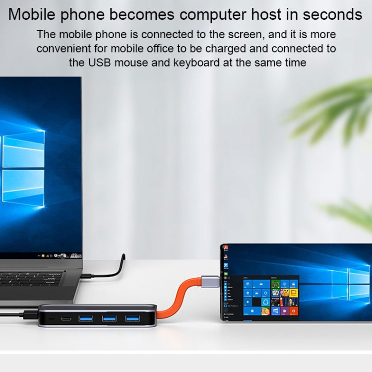 ROCK RT16 5合1 Type-C / USB-C轉HDMI + 4個USB 3.0多功能擴充基座集線器轉換器，RT16