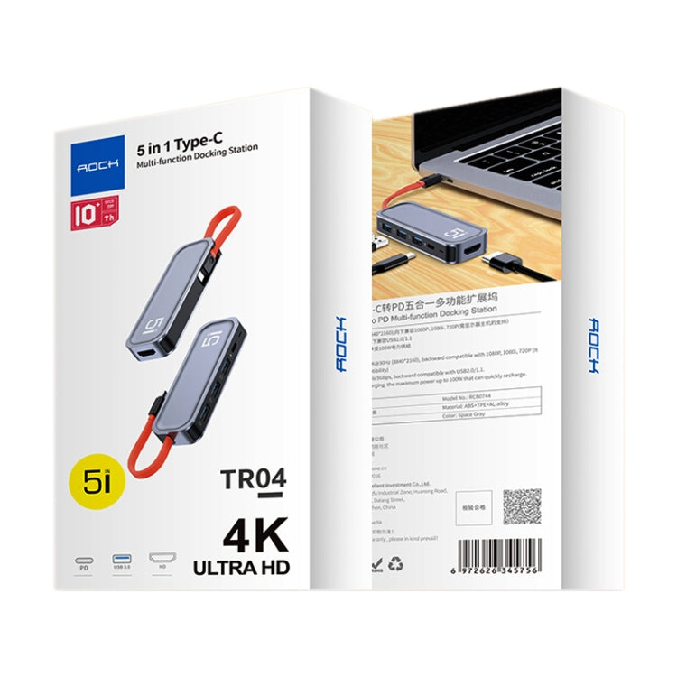 ROCK RT16 5合1 Type-C / USB-C轉HDMI + 4個USB 3.0多功能擴充基座集線器轉換器，RT16