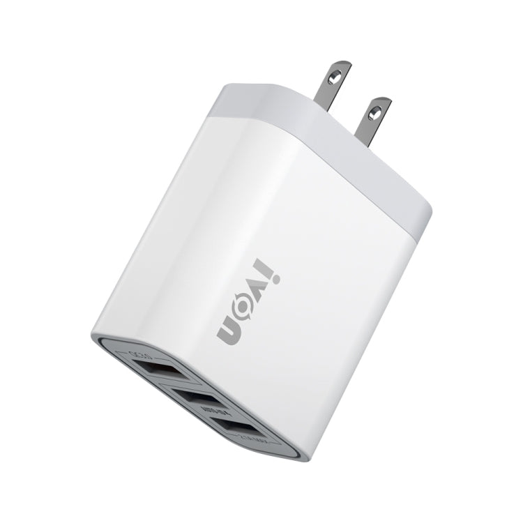 IVON AD37 5A QC 3.0 三埠 USB 旅行充電器，美規插頭，AD37