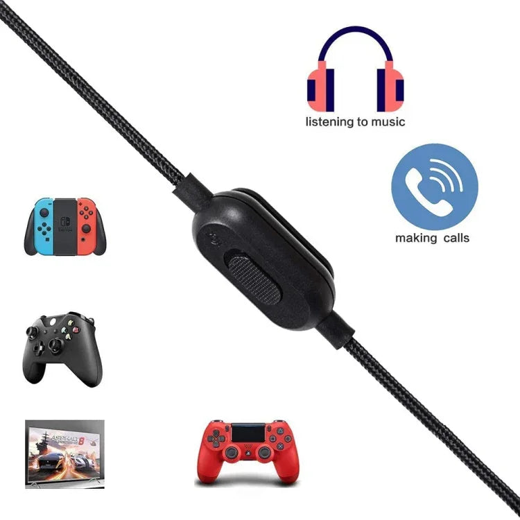 ZS0159 適用於Logitech G433 / G233 / G Pro / G Pro X 3.5mm公對公遊戲耳機音頻線，帶線控，線長：2m