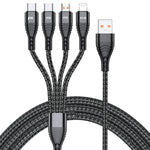 4 合 1 66W 6A USB 轉 8 Pin + Micro USB + 雙 USB-C / Type-C 快充數據線，線長：1.2m，66W
