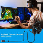 ZS0155 適用於Logitech G633 / G633s USB耳機音頻線，支援通話/耳機燈光，線長：2m，適用於Logitech G633 2m