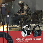 ZS0155 適用於Logitech G633 / G633s USB耳機音頻線，支援通話/耳機燈光，線長：2m，適用於Logitech G633 2m