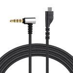 ZS0135 適用於SteelSeries Arctis 3 / 5 / 7 耳機音頻線，線長：2m，黑色音頻線，銀色音頻線