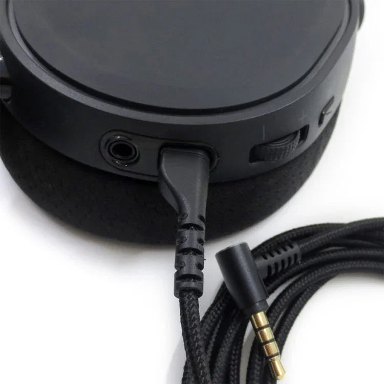 ZS0135 適用於SteelSeries Arctis 3 / 5 / 7 耳機音頻線，線長：2m，黑色音頻線，銀色音頻線