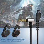 ZS0135 適用於SteelSeries Arctis 3 / 5 / 7 耳機音頻線，線長：2m，黑色音頻線，銀色音頻線