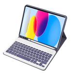 適用於 iPad 11 2025 / 第十代 10.9 2022 A10B 羊皮紋理超薄藍牙鍵盤皮革平板保護套，帶筆槽，A10B