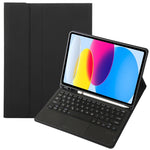 適用於 iPad 11 2025 / 第十代 10.9 2022 A10B-A 羊皮紋理藍牙觸控鍵盤皮革平板保護套，帶筆槽，A10B-A