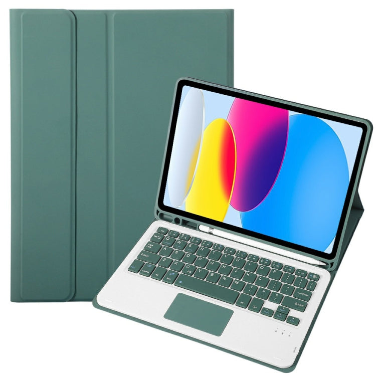 適用於 iPad 11 2025 / 第十代 10.9 2022 A10B-A 羊皮紋理藍牙觸控鍵盤皮革平板保護套，帶筆槽，A10B-A