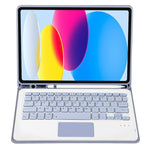 適用於 iPad 11 2025 / 第十代 10.9 2022 A10B-A 羊皮紋理藍牙觸控鍵盤皮革平板保護套，帶筆槽，A10B-A