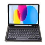 適用於 iPad 11 2025 / 第10代 10.9 2022 YA10B 羊皮紋理藍牙鍵盤皮革平板保護套，帶筆槽，YA10B