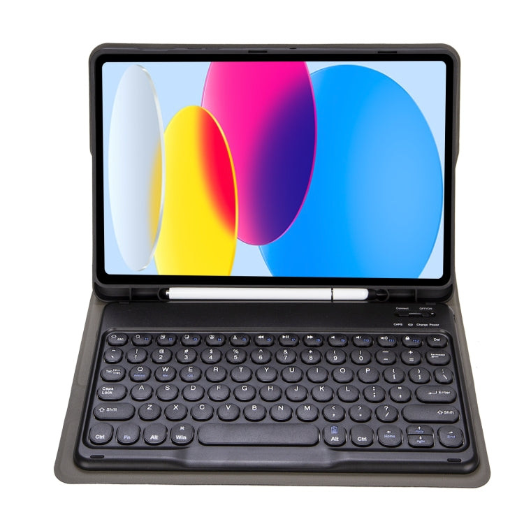 適用於 iPad 11 2025 / 第10代 10.9 2022 YA10B 羊皮紋理藍牙鍵盤皮革平板保護套，帶筆槽，YA10B
