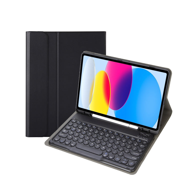 適用於 iPad 11 2025 / 第10代 10.9 2022 YA10B 羊皮紋理藍牙鍵盤皮革平板保護套，帶筆槽，YA10B
