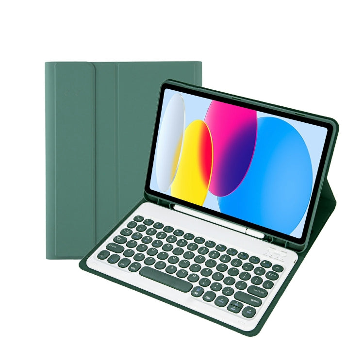 適用於 iPad 11 2025 / 第10代 10.9 2022 YA10B 羊皮紋理藍牙鍵盤皮革平板保護套，帶筆槽，YA10B