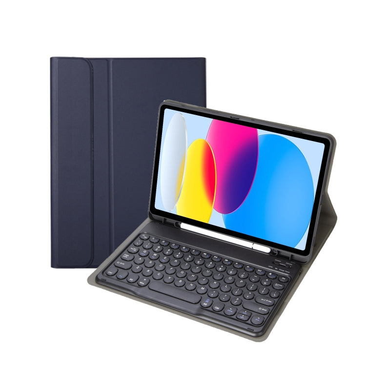 適用於 iPad 11 2025 / 第10代 10.9 2022 YA10B 羊皮紋理藍牙鍵盤皮革平板保護套，帶筆槽，YA10B