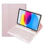 適用於 iPad 11 2025 / 第10代 10.9 2022 YA10B 羊皮紋理藍牙鍵盤皮革平板保護套，帶筆槽，YA10B