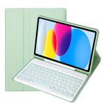 適用於 iPad 11 2025 / 第10代 10.9 2022 YA10B 羊皮紋理藍牙鍵盤皮革平板保護套，帶筆槽，YA10B