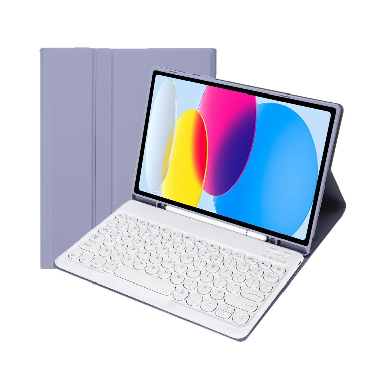 適用於 iPad 11 2025 / 第10代 10.9 2022 YA10B 羊皮紋理藍牙鍵盤皮革平板保護套，帶筆槽，YA10B
