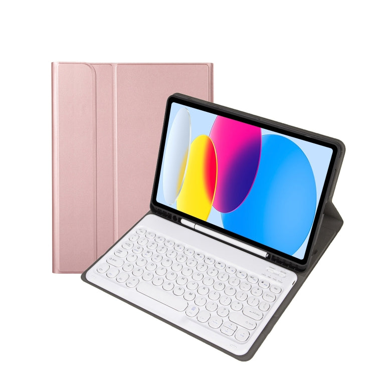 適用於 iPad 11 2025 / 第10代 10.9 2022 YA10B 羊皮紋理藍牙鍵盤皮革平板保護套，帶筆槽，YA10B