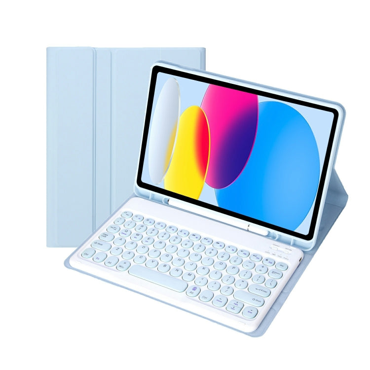 適用於 iPad 11 2025 / 第10代 10.9 2022 YA10B 羊皮紋理藍牙鍵盤皮革平板保護套，帶筆槽，YA10B