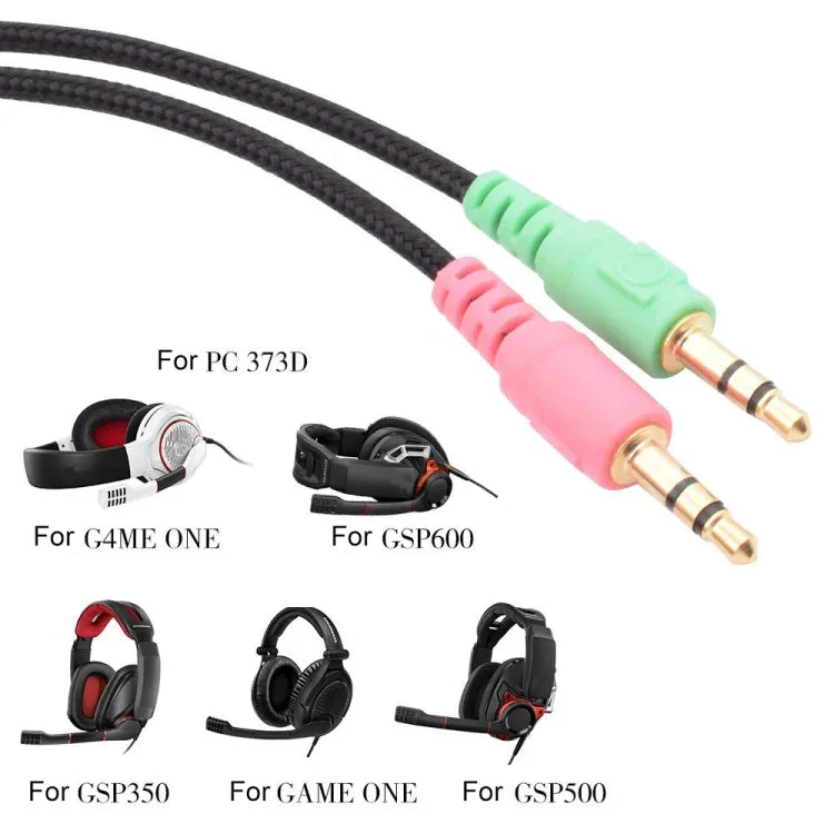 ZS0076 PC版遊戲耳機線，適用於Sennheiser PC 373D GSP350 GSP500 GSP600 G4ME ONE GAME ZERO，PC版