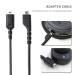 ZS0167 音效卡連接線 + 轉接線，適用於 Steelseries Arctis 3 5 7 耳機，音效卡線 + 轉接線