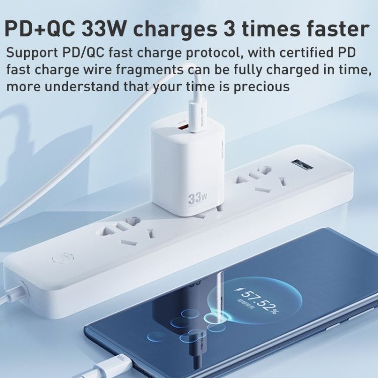 WK WP-U140 33W 電源系列 USB+USB-C/Type-C 快速充電器，規格：美規插頭，33W 美規插頭
