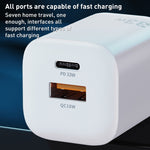 WK WP-U140 33W 電源系列 USB+USB-C/Type-C 快速充電器，規格：美規插頭，33W 美規插頭
