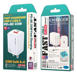 WK WP-U140 33W 電源系列 USB+USB-C/Type-C 快速充電器，規格：美規插頭，33W 美規插頭