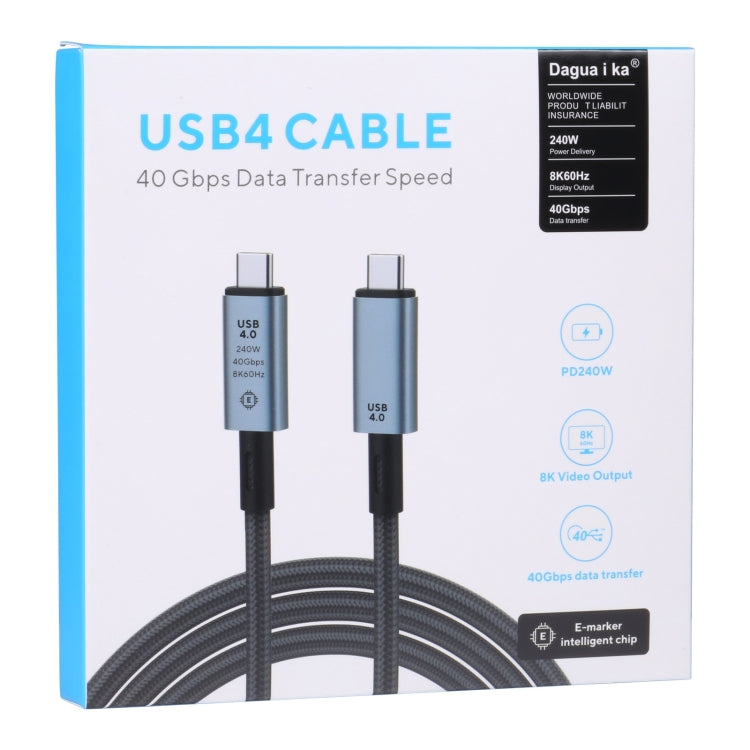 40Gbps 8K USB-C/Type-C 轉 USB-C/Type-C 視頻線，兼容 USB 4，長度：1m，40Gbps Type-C 轉 Type-C