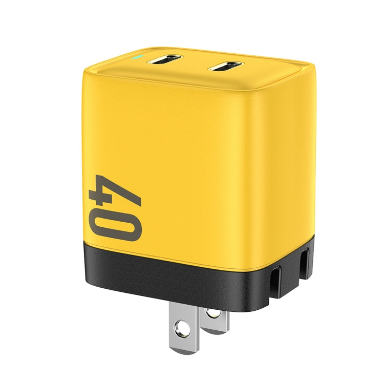 WK WP-U128 40W 雙 USB-C/Type-C 介面氮化鎵充電器，規格：美規插頭