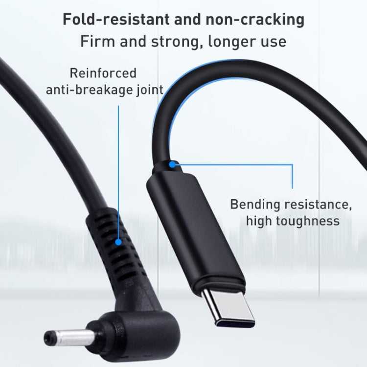 USB-C / Type-C轉4.0 x 1.7mm筆電電源充電線，線長約1.5米，Type-C轉4.0 x 1.7mm子彈頭