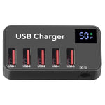 988A 多功能 DC 12V 5 埠 USB 數字顯示快速充電器，988A