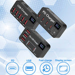 988A 多功能 DC 12V 5 埠 USB 數字顯示快速充電器，988A