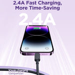 JOYROOM S-AL012A14 多色系列 2.4A USB 轉 8 Pin 快充數據線，長度：1.2m，USB 轉 8 Pin