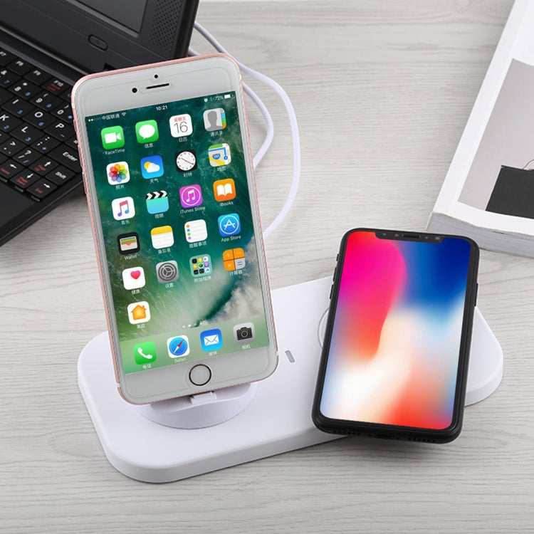 USB 轉 3 合 1（8 針 + Micro USB + USB-C / Type-C）座充充電桌面數據同步支架，帶 Qi 無線充電器及 USB 線