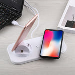 USB 轉 3 合 1（8 針 + Micro USB + USB-C / Type-C）座充充電桌面數據同步支架，帶 Qi 無線充電器及 USB 線