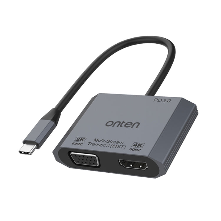 Onten M205 3合1 Type-C轉HDMI+VGA+PD快速充電視頻轉換器，M205