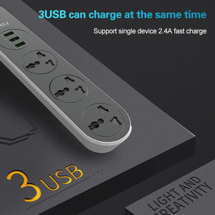LDNIO SC3301 三孔 USB 埠旅行家用辦公插座，線長：1.6m，美規插頭，SAS8610AUS、SAS8610BUS、SAS8610EU、SAS8610UK