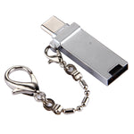 迷你鋁合金 USB 2.0 母頭轉 USB-C / Type-C 公頭連接器轉接器，附鍊條