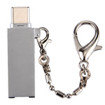 迷你鋁合金 USB 2.0 母頭轉 USB-C / Type-C 公頭連接器轉接器，附鍊條