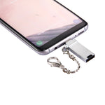 迷你鋁合金 USB 2.0 母頭轉 USB-C / Type-C 公頭連接器轉接器，附鍊條