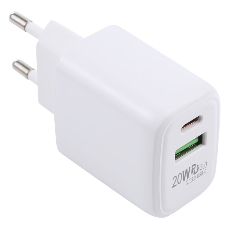 LZ-215A+C 20W QC 3.0 USB + PD 3.0 USB-C / Type-C 快充旅行充電器，歐規插頭，歐規插頭