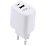 LZ-215A+C 20W QC 3.0 USB + PD 3.0 USB-C / Type-C 快充旅行充電器，歐規插頭，歐規插頭